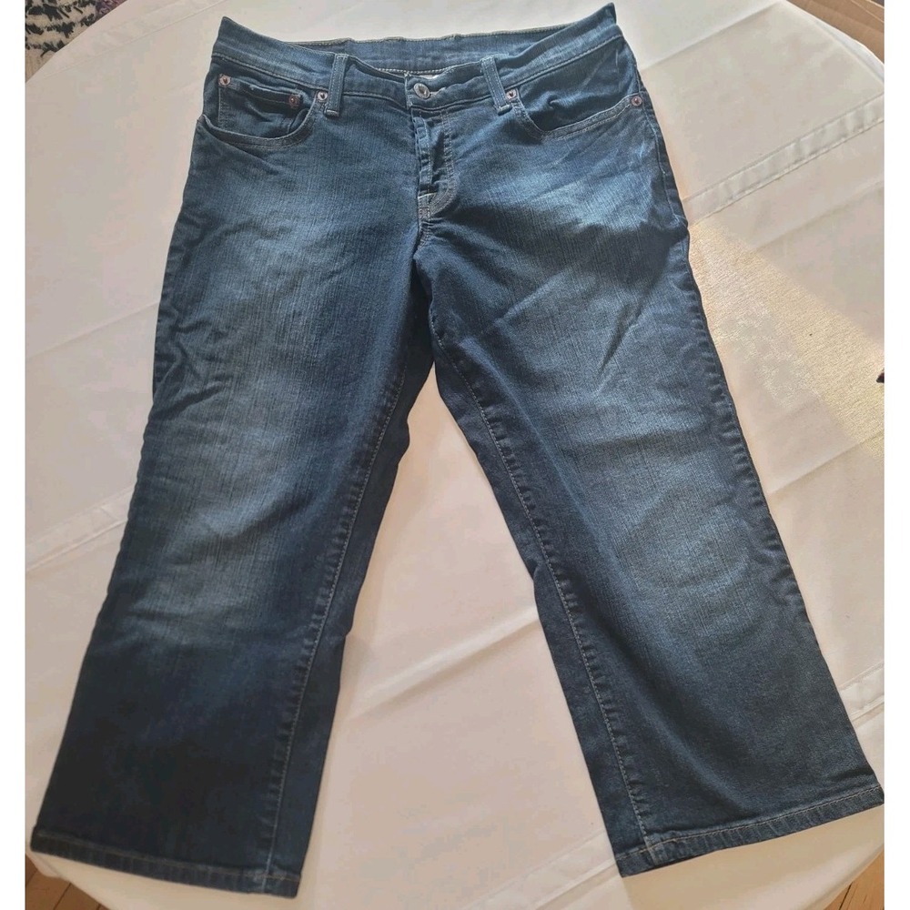 Lucky Brand Easy Rider Crop Jeans Women 10/30 Medium Wash Bootcut Stretch Denim